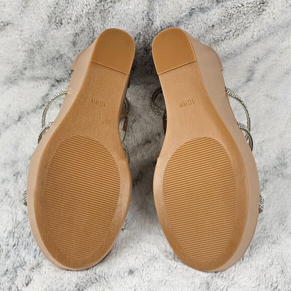 Torrid Sz 10WW Lucite Multi Strap Wedges Rhinestone Detail Stretchy Bands Dressy - Picture 12 of 12